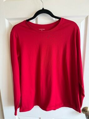 Lands' End Women's Long-Sleeve Crewneck Tee in Bright Red